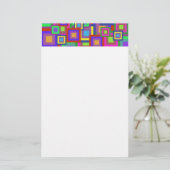 Retro Rainbow Squares Patroon Briefpapier (Staand voorkant)