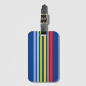 Retro Rainbow Stripe Blue Bagagelabel (Voorkant (verticaal))