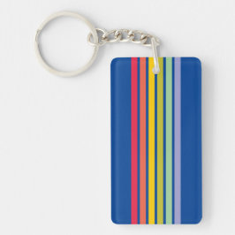 Retro Rainbow Stripe Blue Sleutelhanger