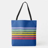 Retro Rainbow Stripe Blue Tote Bag (Voorkant)