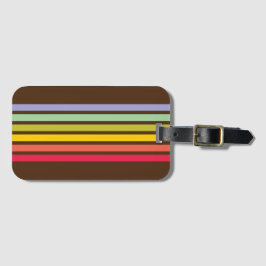 Retro Rainbow Stripe Brown Bagagelabel