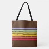 Retro Rainbow Stripe Brown Tote Bag (Voorkant)