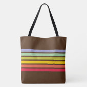 Retro Rainbow Stripe  Brown Tote Bag (Achterkant)