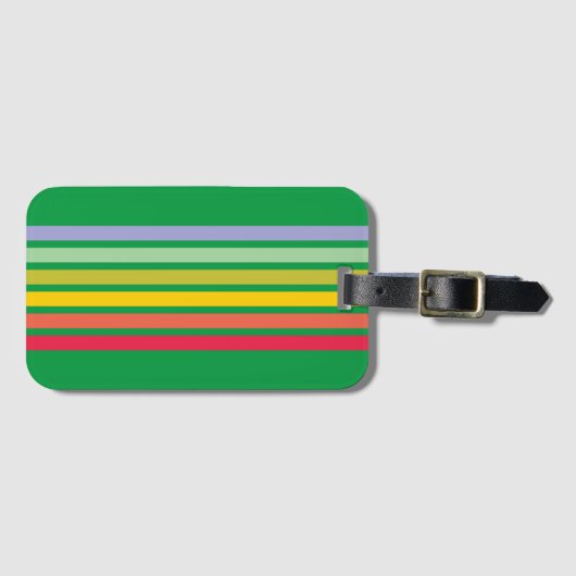 Retro Rainbow Stripe Green Bagagelabel (Voorkant (horizontaal))