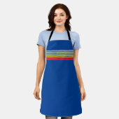Retro Rainbow Stripe op blauw Schort (Gedragen)