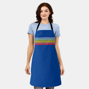 Retro Rainbow Stripe op blauw Schort