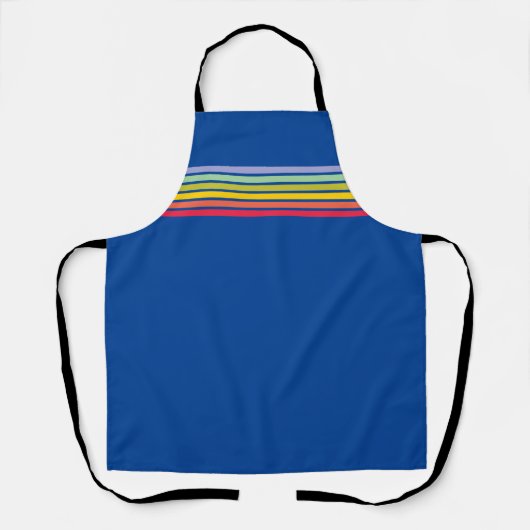 Retro Rainbow Stripe op blauw Schort (Voorkant)