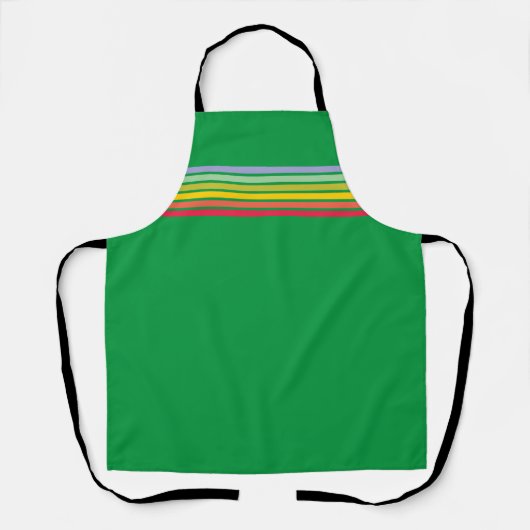 Retro Rainbow Stripe op Green Schort (Voorkant)