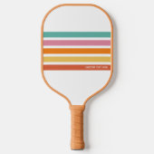 Retro Rainbow Stripes Gepersonaliseerde tekst Pickleball Paddle (Voorkant)