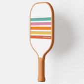 Retro Rainbow Stripes Gepersonaliseerde tekst Pickleball Paddle (Links)
