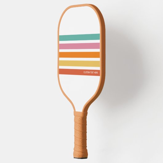 Retro Rainbow Stripes Gepersonaliseerde tekst Pickleball Paddle (Links)