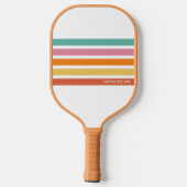 Retro Rainbow Stripes Gepersonaliseerde tekst Pickleball Paddle (Achterkant)