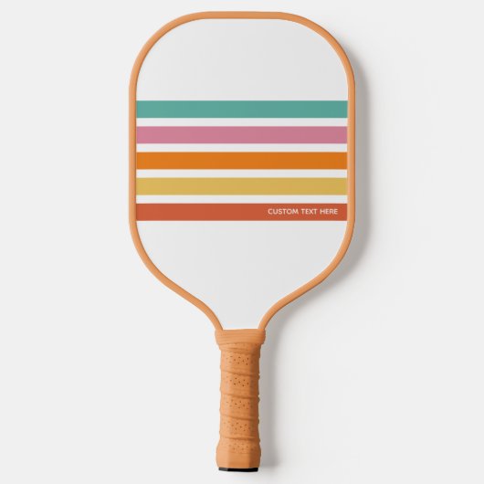 Retro Rainbow Stripes Gepersonaliseerde tekst Pickleball Paddle (Achterkant)