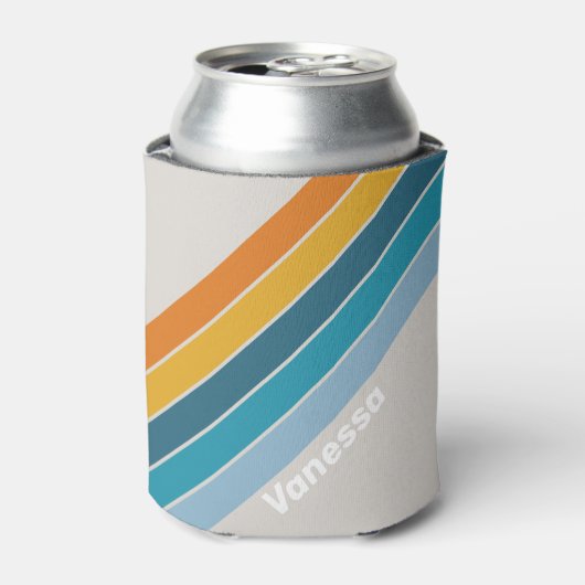Retro Rainbow Stripes with Name Blikjeskoeler (Blikje Voorkant)