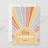 Retro Rainbow Sunshine Groovy Girl Birthday Party Kaart (Voorkant)