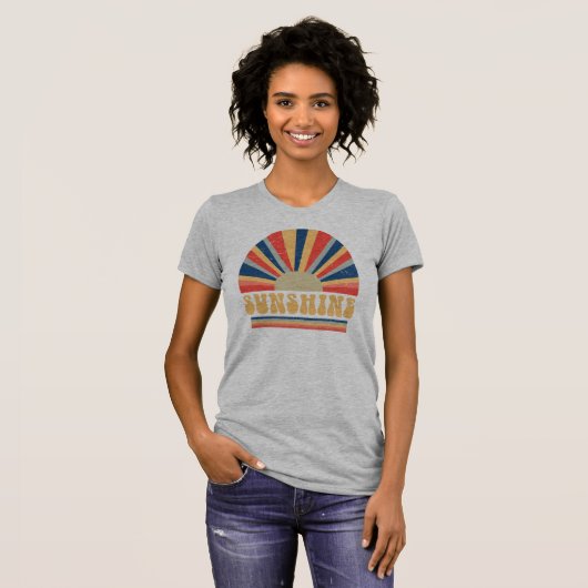 Retro Rainbow Sunshine T-shirt (Voorkant volledig)