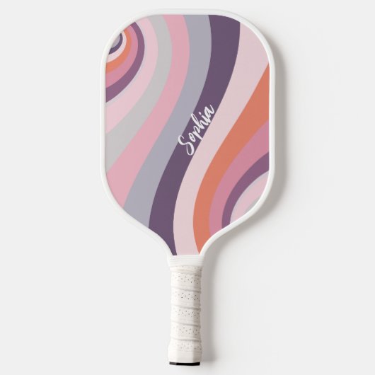 Retro Rainbow Swirl Custom Name Pickleball Paddle (Achterkant)