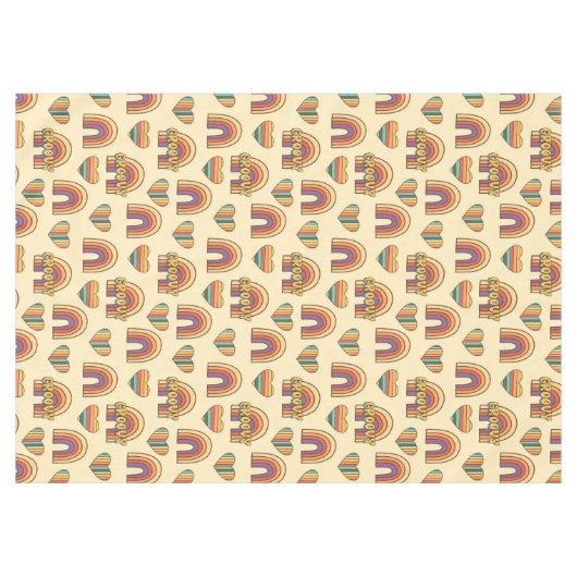 Retro Rainbow Tablecloth 60s Pastel Table Joy Tafelkleed (Voorkant (Horizontaal))
