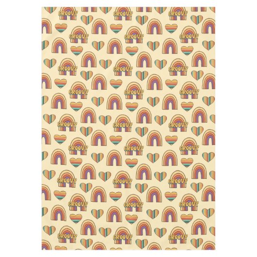 Retro Rainbow Tablecloth 60s Pastel Table Joy Tafelkleed (Voorkant)