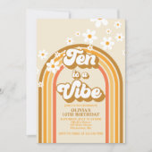 Retro Rainbow Ten is een Vibe Groovy 10e verjaarda Kaart (Voorkant)