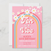 Retro Rainbow Ten is een Vibe Groovy 10e verjaarda Kaart (Voorkant)