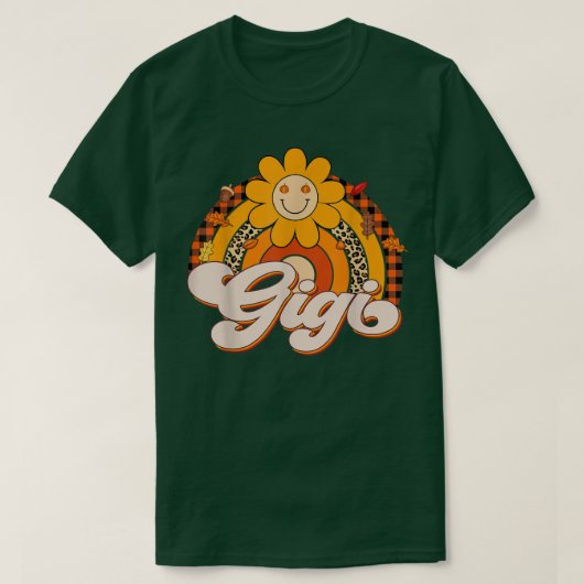 Retro Rainbow Thankful Gigi Herfst Autumn Thanksgi T-shirt (Design voorkant)