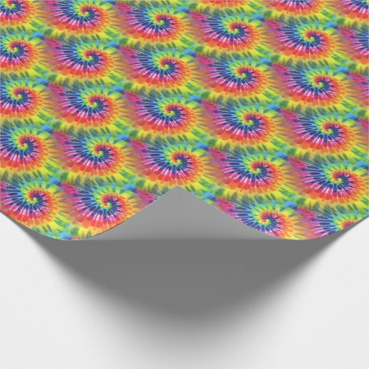 Retro Rainbow Tie Dye Patroon Cadeaupapier (Hoek)