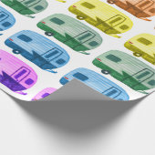 Retro Rainbow Trailers Motorhome RV op wit Cadeaupapier (Hoek)