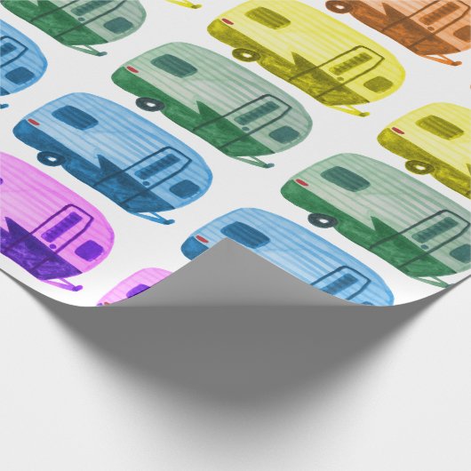 Retro Rainbow Trailers Motorhome RV op wit Cadeaupapier (Hoek)
