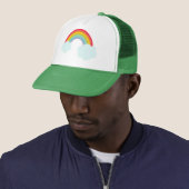 Retro Rainbow Trucker Hat Pet (In situ)