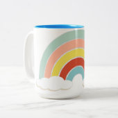 Retro Rainbow Tweekleurige Koffiemok (Voorkant links)