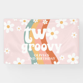 Retro Rainbow Two Groovy Daisy 2e Spandoek