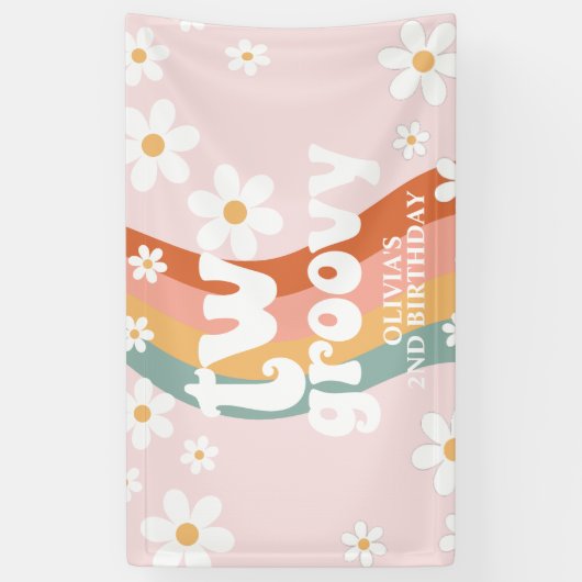 Retro Rainbow Two Groovy Daisy 2e Spandoek (Verticaal)