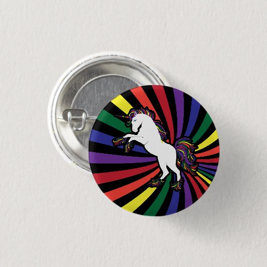 Retro Rainbow Unicorn Ronde Button 3,2 Cm (Voorkant /achterkant)