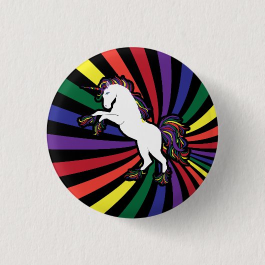 Retro Rainbow Unicorn Ronde Button 3,2 Cm (Voorkant)