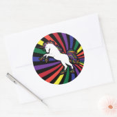 Retro Rainbow Unicorn Ronde Sticker (Envelop)