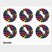 Retro Rainbow Unicorn Ronde Sticker (Vel)