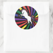 Retro Rainbow Unicorn Ronde Sticker (Tas)