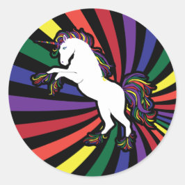 Retro Rainbow Unicorn Ronde Sticker