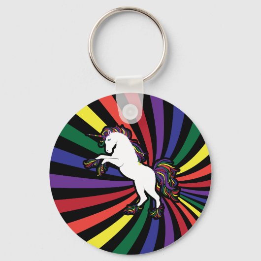 Retro Rainbow Unicorn Sleutelhanger (Voorkant)