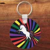 Retro Rainbow Unicorn Sleutelhanger (Voorkant)