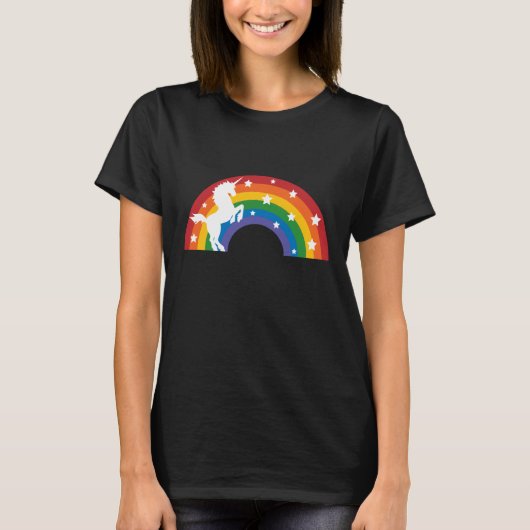 Retro Rainbow Unicorn T-Shirt (Voorkant)