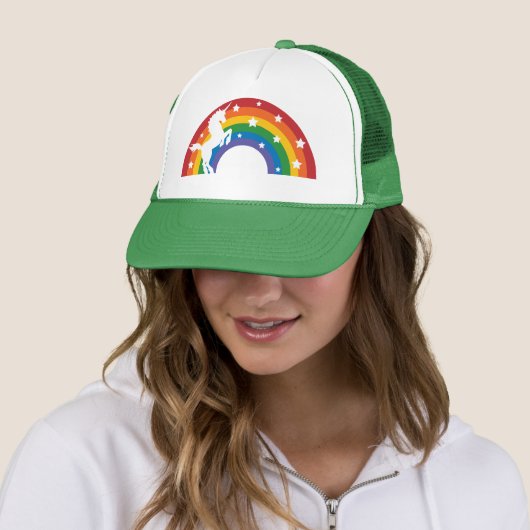 Retro Rainbow Unicorn Trucker Pet (In situ)