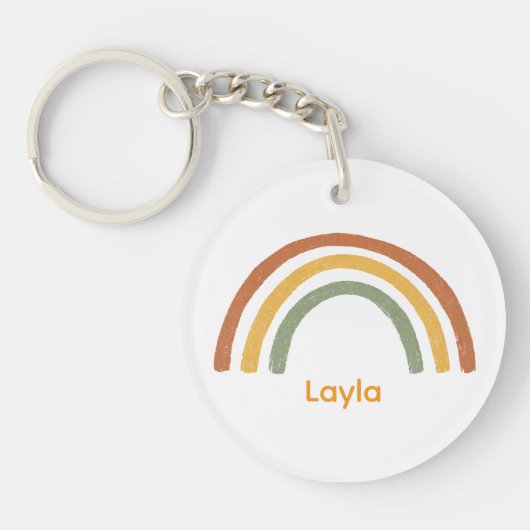 Retro Rainbow Unisex Custom Name Sleutelhanger (Voorkant)