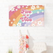 Retro Rainbow Vijf is een Vibe 5de verjaardag Spandoek (Insitu)