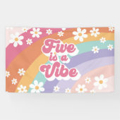 Retro Rainbow Vijf is een Vibe 5de verjaardag Spandoek (Horizontaal)