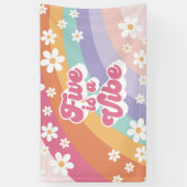 Retro Rainbow Vijf is een Vibe 5de verjaardag Spandoek (Verticaal)