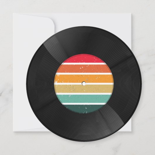  Retro Rainbow Vinyl Record Muziek Verjaardag Kaart (Achterkant)