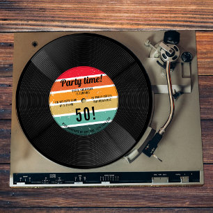 Retro Rainbow Vinyl Record Muziek Verjaardag Kaart