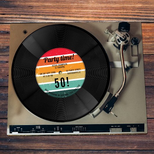 Retro Rainbow Vinyl Record Muziek Verjaardag Kaart